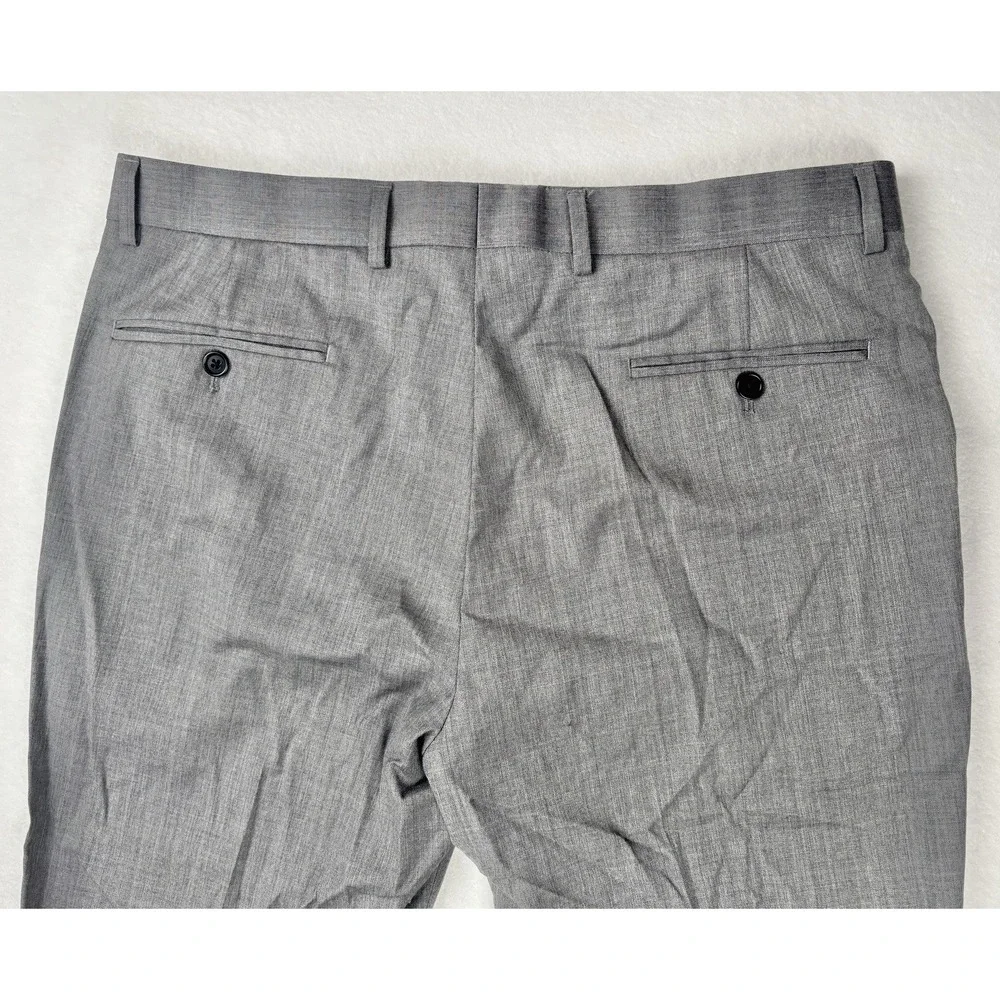 Brooks Brothers Classic Gray Wool Dress Pants‎ W35 L32 Mens Flat Front
